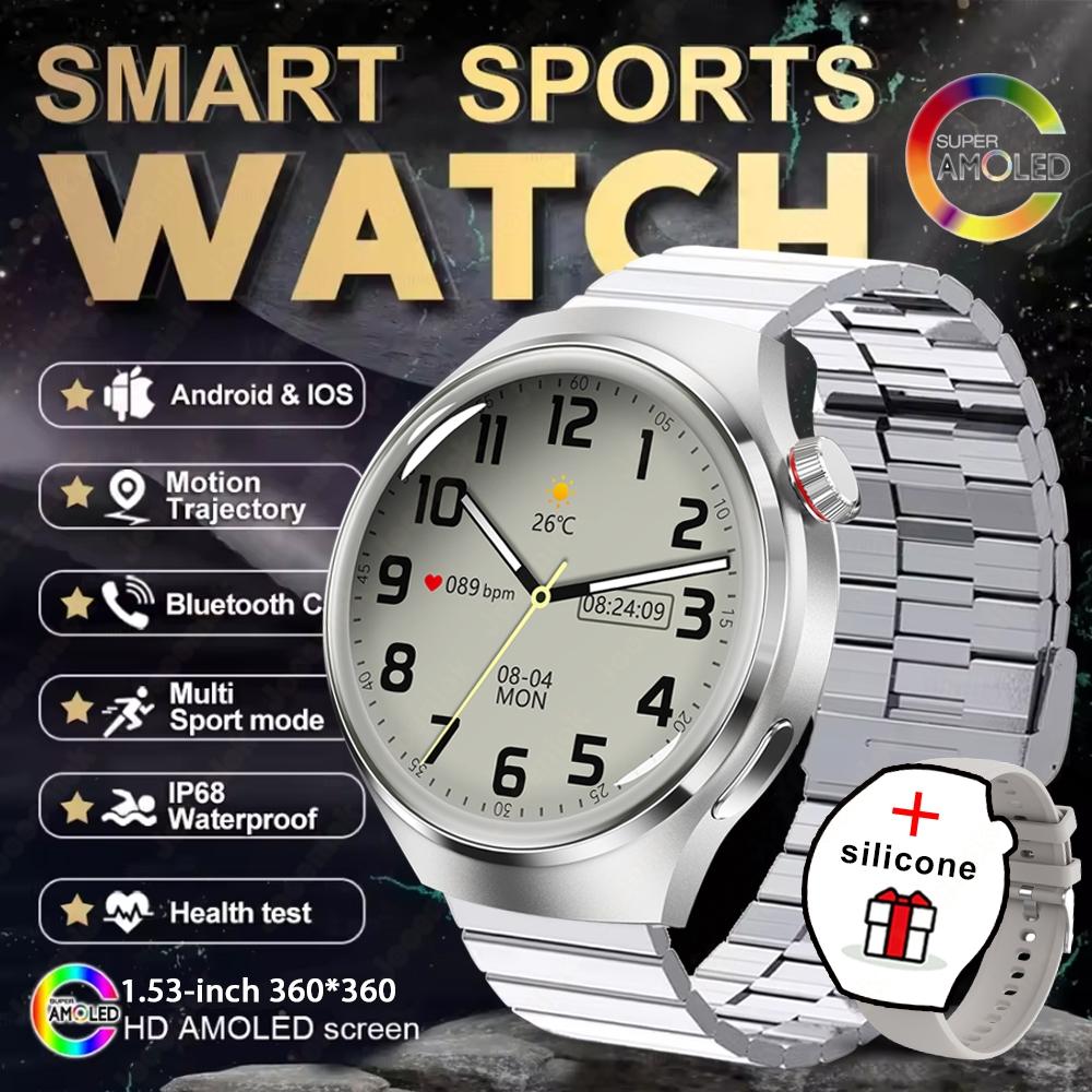 New Smartwatch Men GPS Tracker 150+ Sport Modes Waterproof Watch 1.53-inch Heart Rate Bluetooth Call Smartwatch Watch 4 PRO