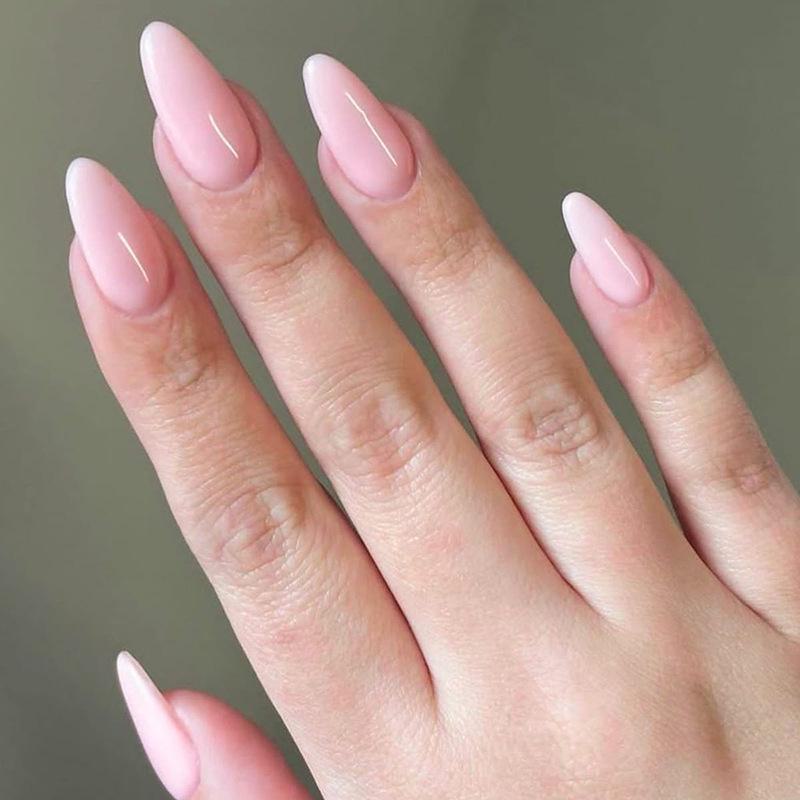 Podzim 2024 Špičkové lesklé, odnímatelné jednobarevné umělé nehty ve tvaru mandle