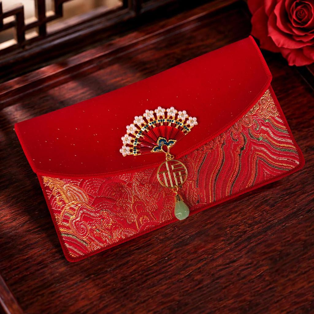 Guochao Year of the Horse 2026 Red Envelope: Fu Character Brocade New Year Lucky Money Envelope, 20,000 Yuan Capacity for Housewarming or Celebration.