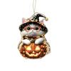 Car Halloween Rearview Mirror Hanging Pendant Cartoon Skull Cat Auto Interior Accessory 2D Flat Acrylic Hanging Charm for Car Backpack