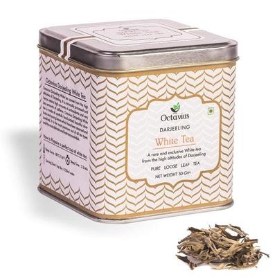 Octavius Silver Needle Darjeeling White Tea|Antioxidant Rich Low Caffeine Whole Leaf Healthy Tea| 50 Gms (25 Cups)