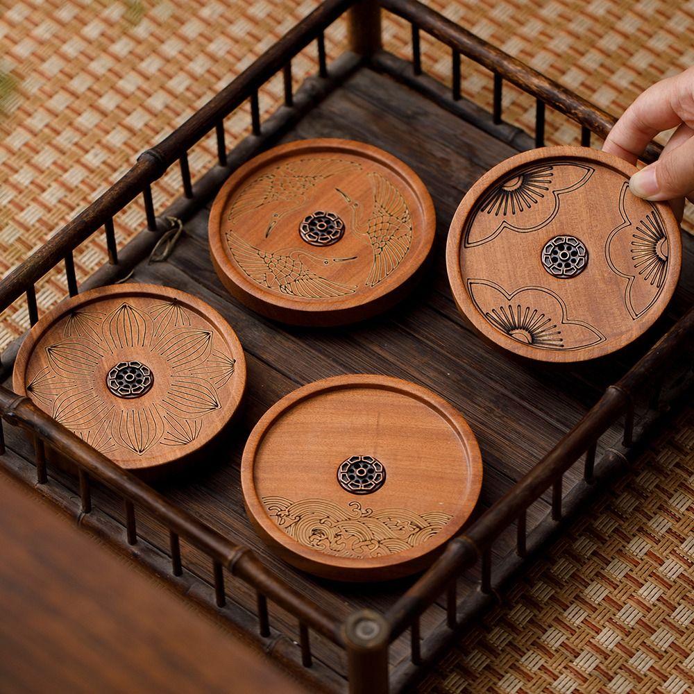 Solid Wood Line Incense Burner Handmade Incense Stove Thread Incense Insert Base Indoor Use
