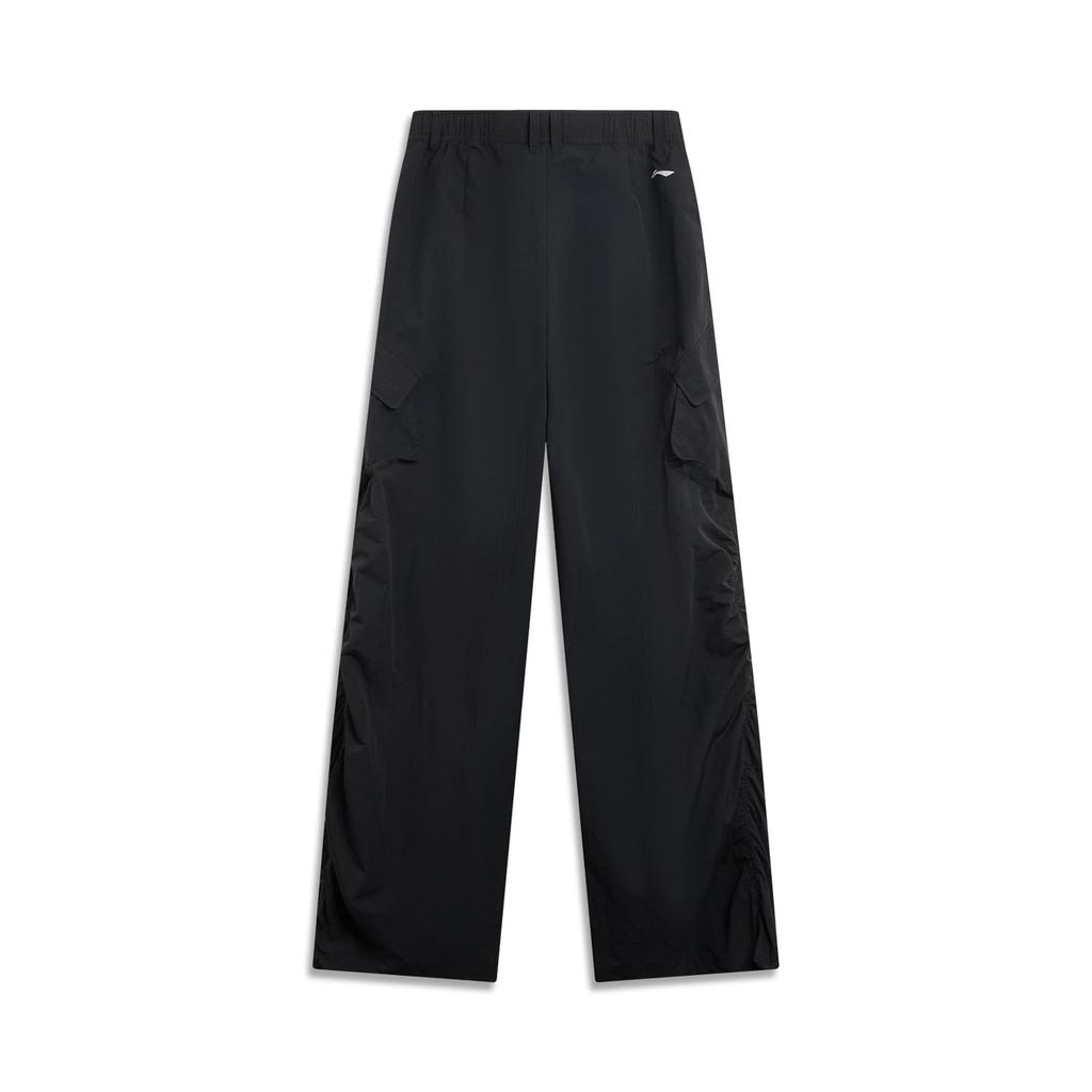 Li Ning CF Outdoor Series Comfortable Simple Wide Leg Mid Waist Solid Color Sports Long Pants Women pants AYKV600-4