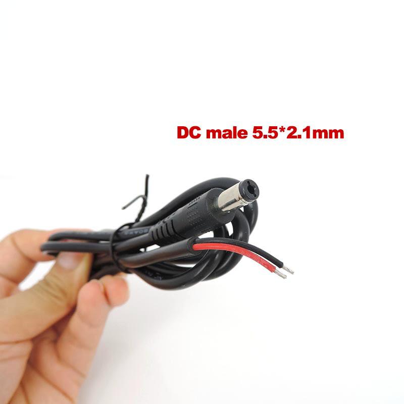 10PCS 1M DC male Power Pigtail Cable 5.5x2.1mm 20wag 5A Male Female Jack Cord DC Connector For CCTV Camera Solar Panel