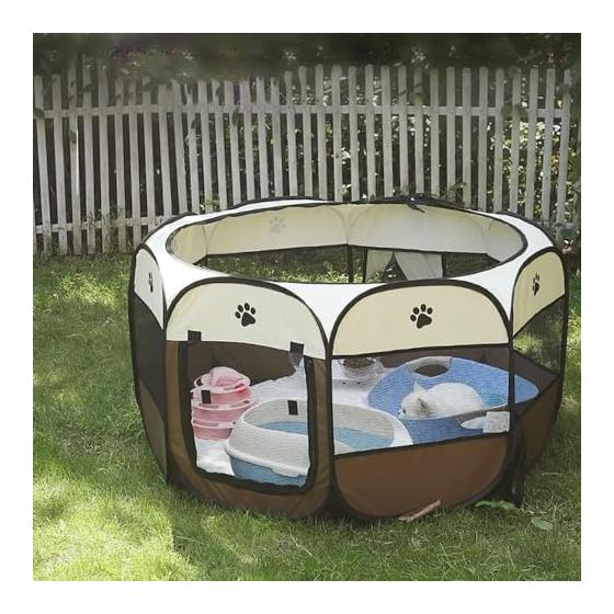 Octagonal Pet Cage Pet Circle Foldable Dog Cage Cat Cage Pet House Pet Tent Play Circle Portable Pet Cage Cat Birthing Room Lightweight Breathable