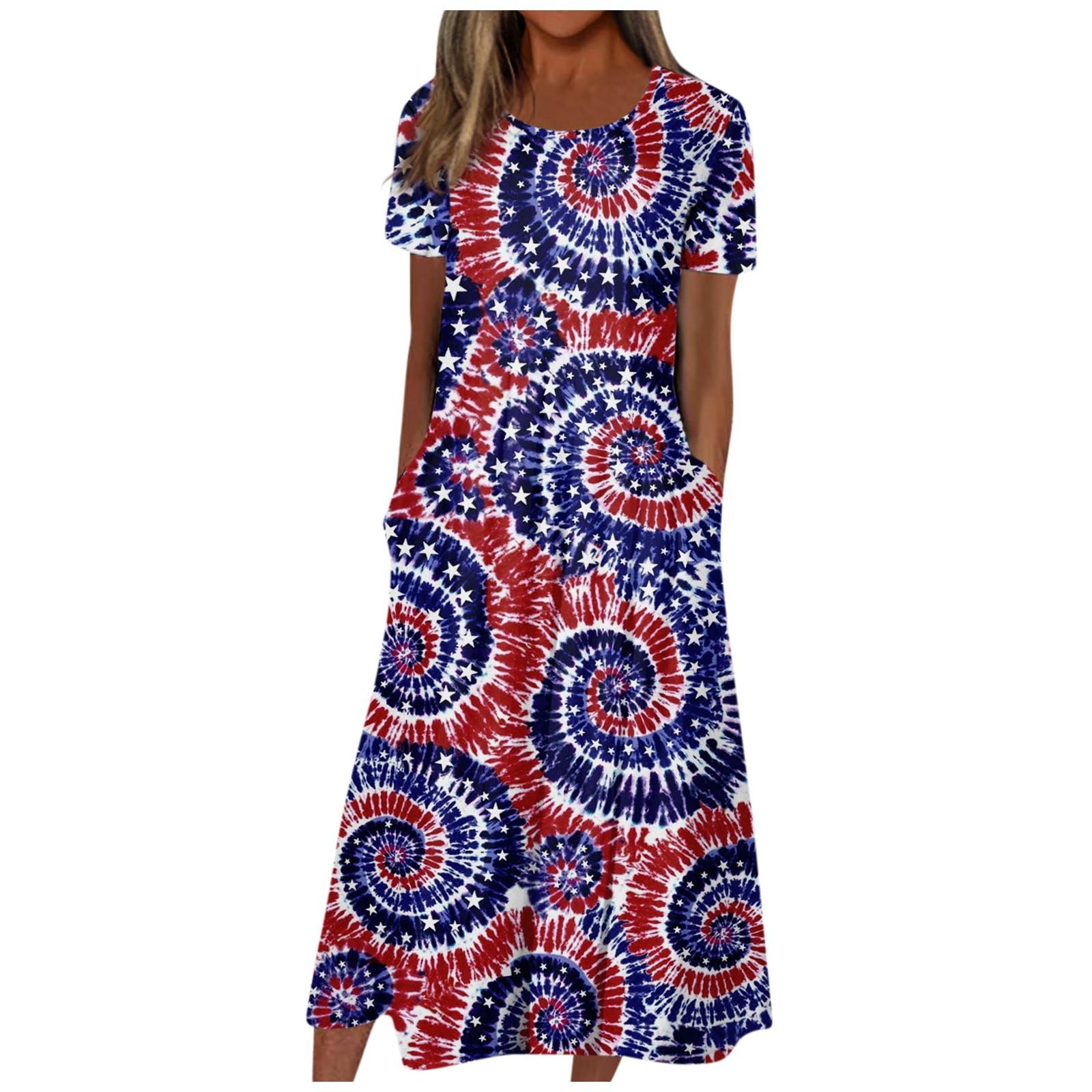 Женское летнее повседневное модное платье с коротким рукавом и карманом на День — фото 3