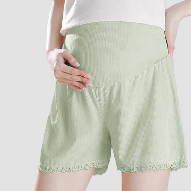 

High-Waisted, Loose, Lace, Ice Silk Safety Shorts for Pregnant Women - Lightweight, Anti-Exposure, Large Size (Fits up to 180 Jin) L (120-150 jin) зелёный