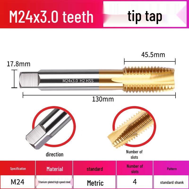 

Super Hard M24x3 Titanium-Plated Tap Drill