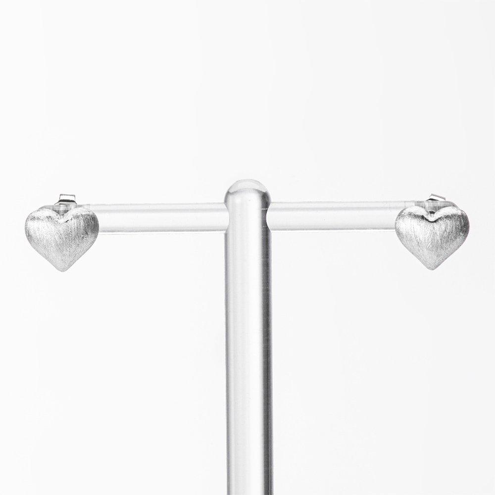 Volume Heart Suji Simple Silver Earrings