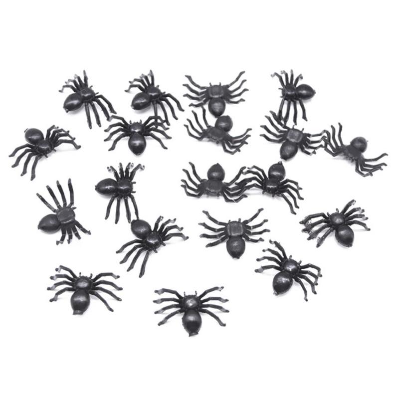 50 PCS Mini Plastic Spiders Small Fake Spiders Scary Realistic Spiders for Halloween Prank Props Decorations