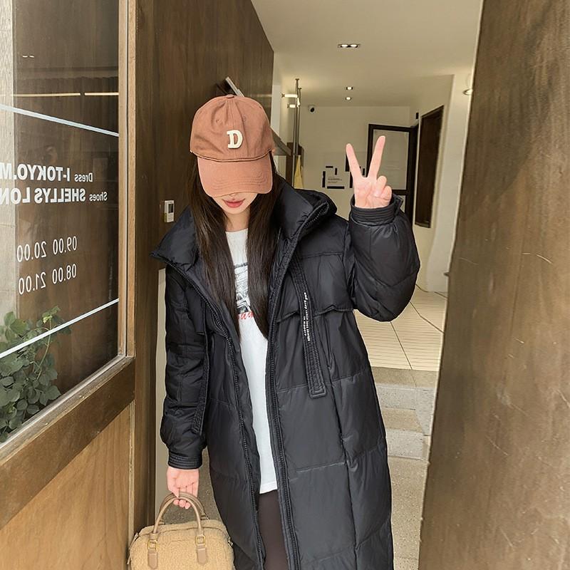 Womens Long Puffer Coat Winter Thickened Down Cotton Jacket Loose Fit Warm Hooded Outerwear