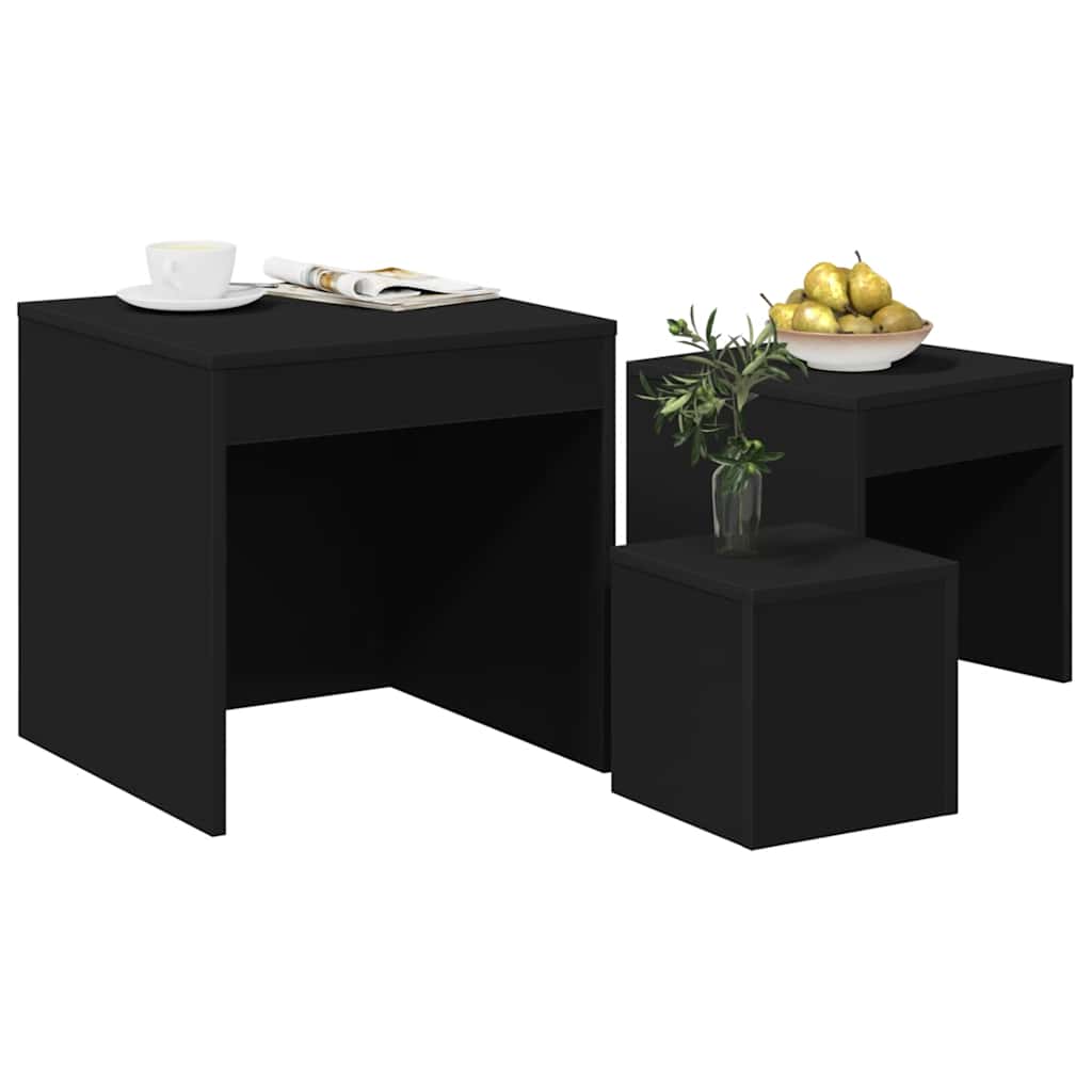 Vidaxl Nesting Tables, 3 Pcs, Black