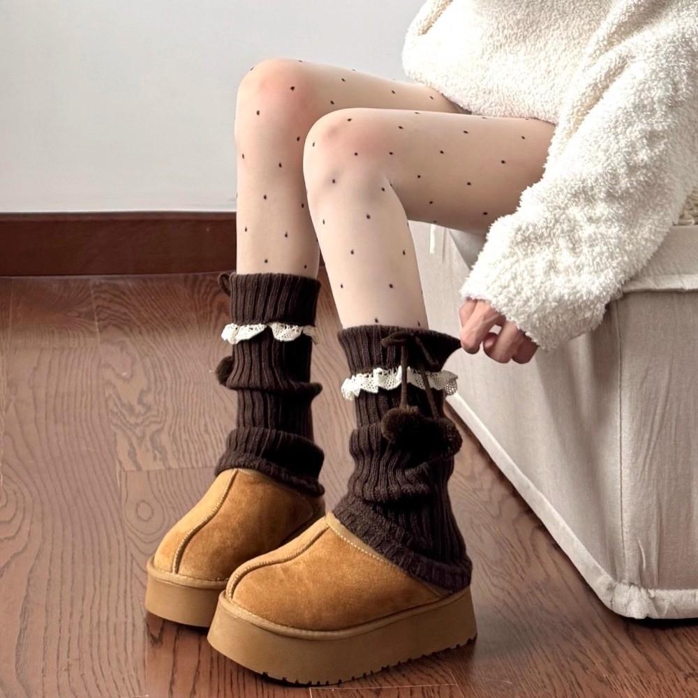 1 Pair Stretchy Fit Women's Leg Warmer Thickened Knit Knit Leg Sleeve  Jk Uniform Lolita Outfit