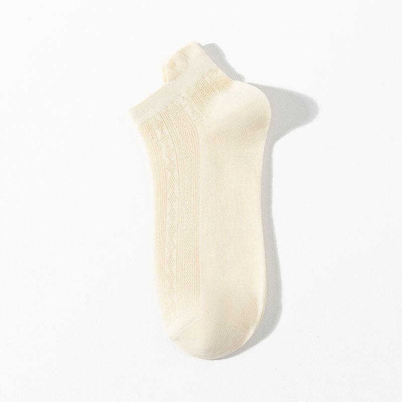 Women's Short Socks, Summer Thin Mesh Breathable Tiel Short Socks, Medium Short Leg, Spring and Autumn Short Shallow Mouth Boat Socks