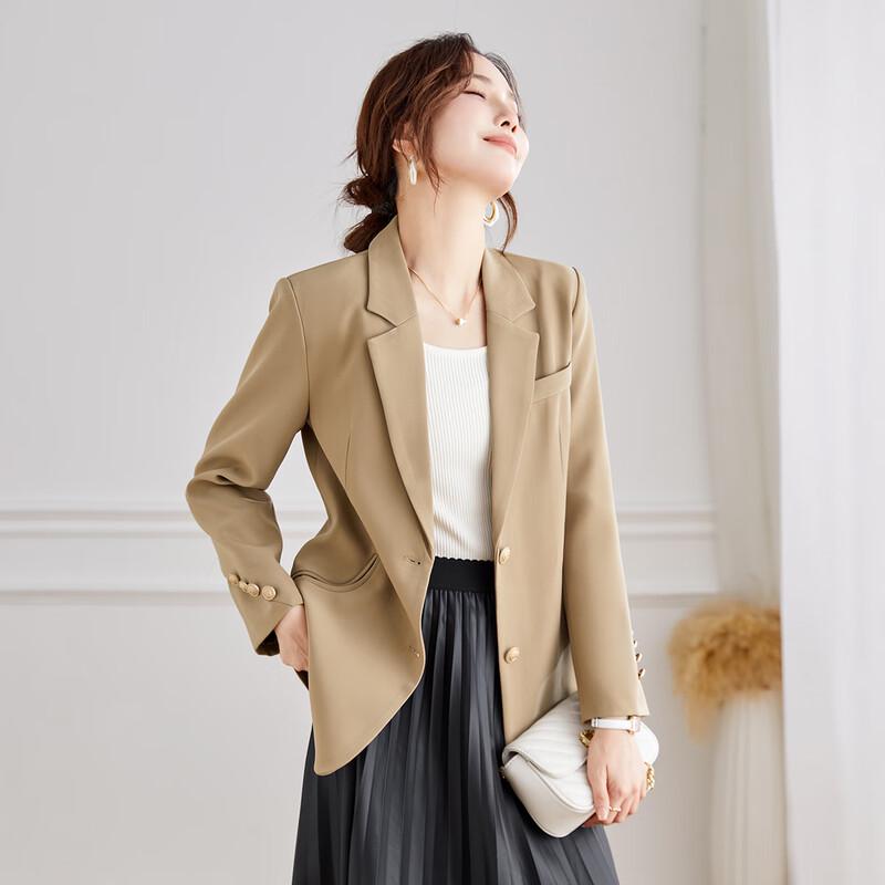 TERRE BLEUE Women's Loose Fit Single-Breasted Blazer