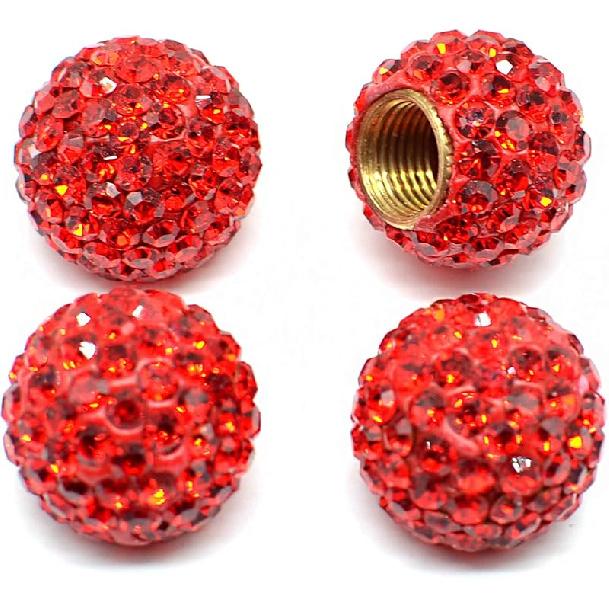 Car Wheel Tire Valve Caps, 4 Pack Crystal Rhinestone Car Tire Wheel Valve Stem Air Caps for Car Tire Accessories Universal for Cars, SUVs, Bicycle,