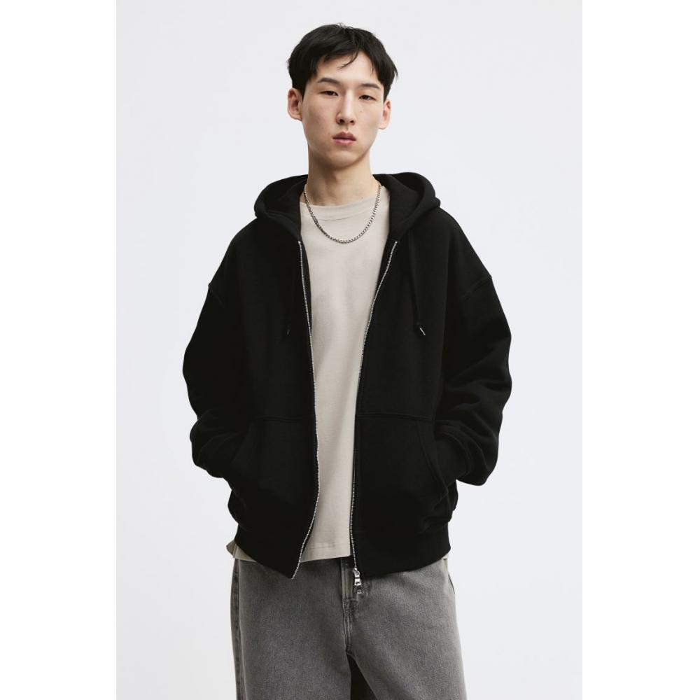 

HM Oversized худи на молнии, черный