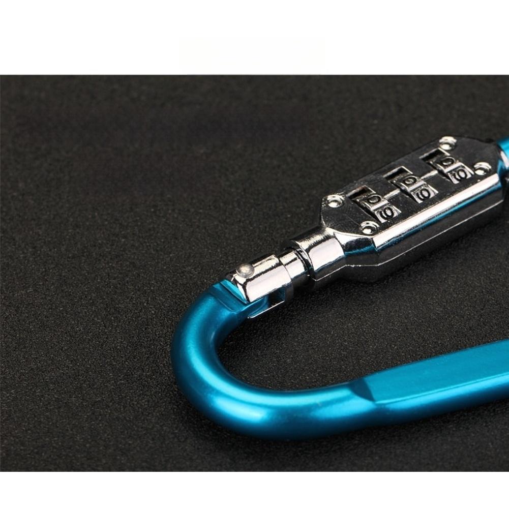 Aluminum Alloy D Shape Carabiner Hook 3 Digit Resettable Password Lock For Travel Backpack Helmet Bike Basket Gym Locker Gear