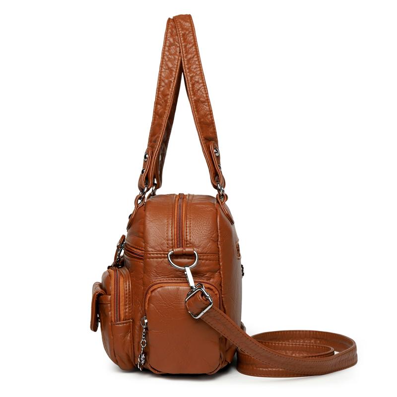 Borse a Spalla a Tracolla in Pelle Retro da Donna con Tasche Multiple, Borsa a Mano Grande Capacità per Donna, Borsa a Tracolla Messenger Tote