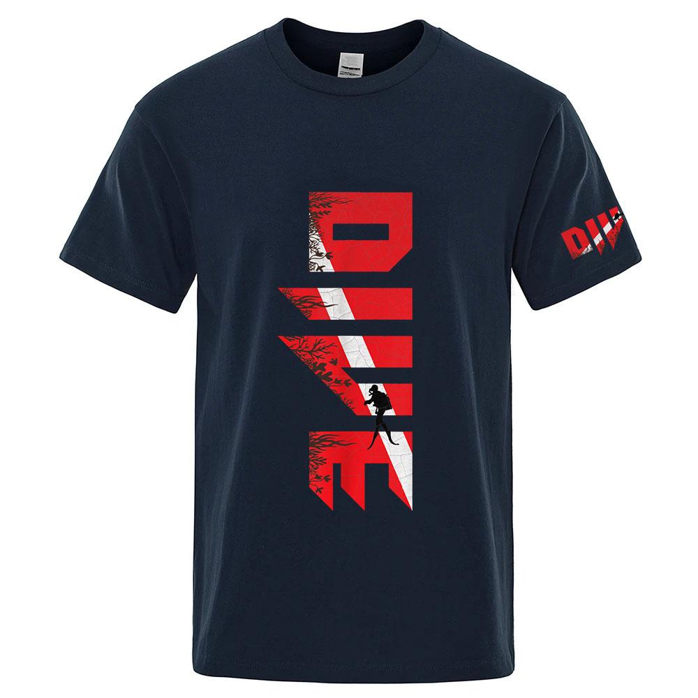 2025 Scuba Diving Diver Down Flag Print New Unisexs Summer Round Neck Ordinary Short Sleeve Tshirt Good Quality Comfortable Tops