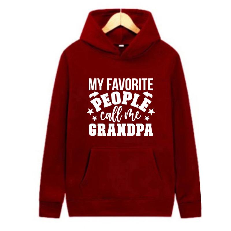 Autumn and Winter My Favorite People Grandpa Printed Hoodie for Men and Women