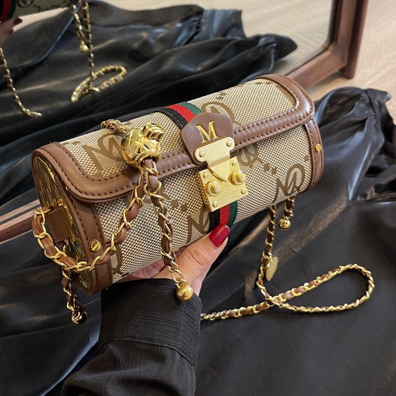 

Женская сумка кроссбоди из жаккардовой парусины и кожи, цветная, сумка-багет с вышитыми буквами хаки