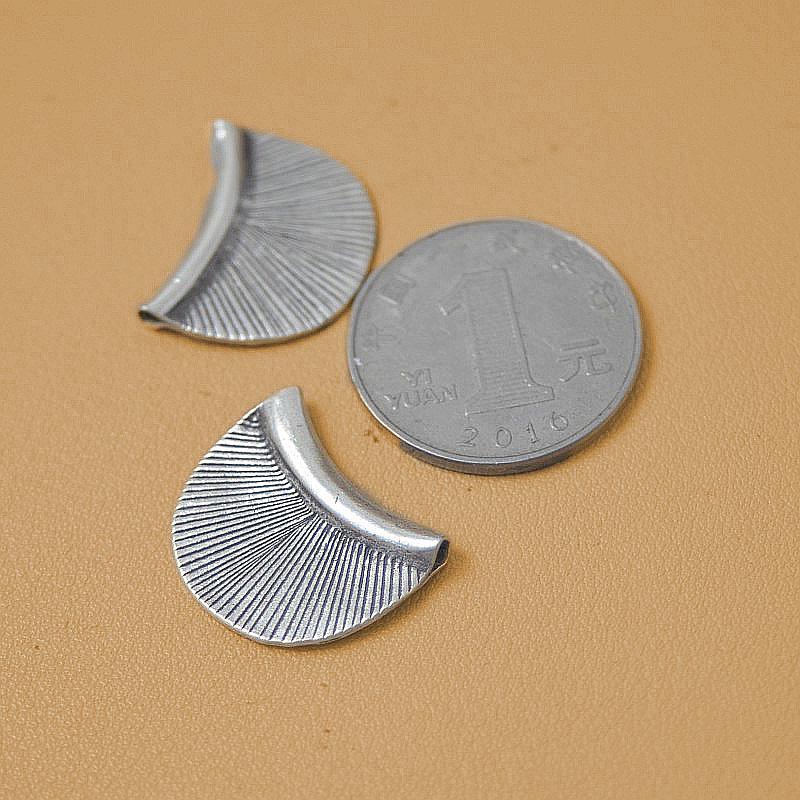 Thai Handmade Silver Fan-Shaped Spacer Beads - Pure Silver DIY Bracelet & Necklace Retro Ornaments