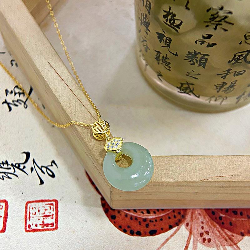 Nowy chiński naszyjnik z łańcuszkiem bezpieczeństwa marki Fu, żeński łańcuszek Guofeng China-Chic