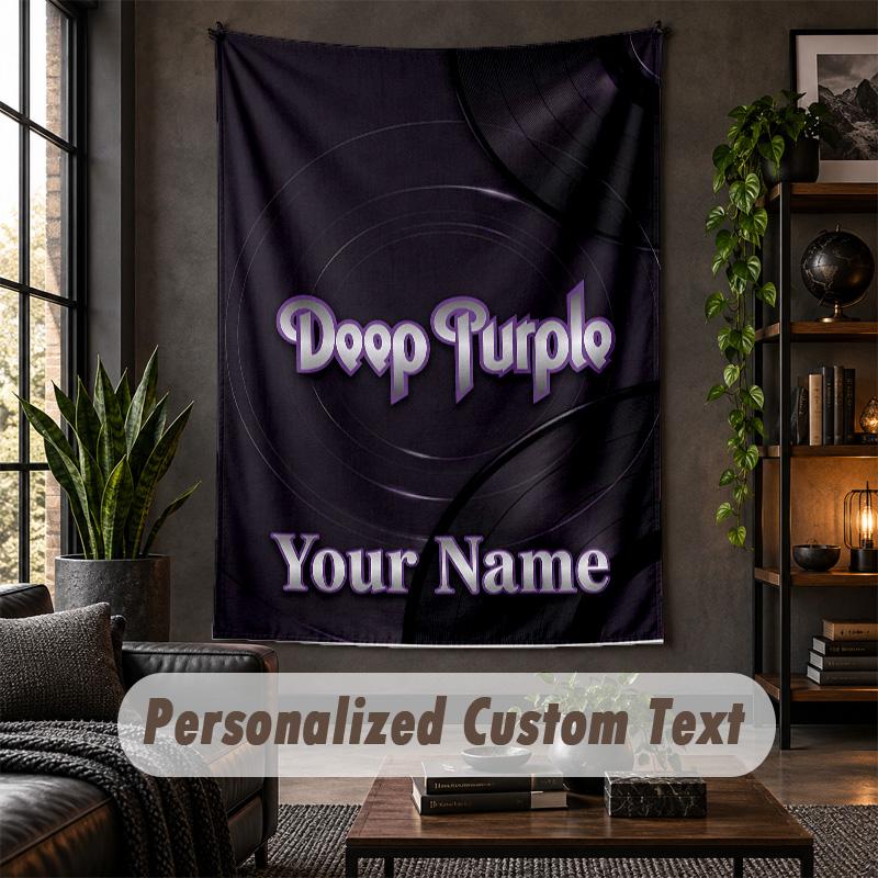 Personalized Wall Tapestry,Deep Purple Custom Text, Soft Fabric Wall Art For Indoor Decoration