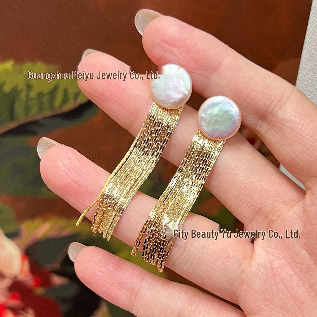 

Korean-Style Pearl and Bow 925 Silver Needle Tassel Earrings for Women