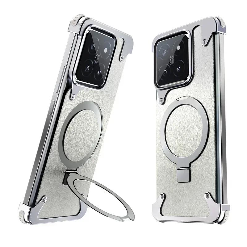 

Eary for Xiaomi 14 Pro Phone Case With Ring Holder Compatible for Magsafe Magnetic Frameless Bumper Anti-Drop Protection Cover Xiaomi 14 Pro