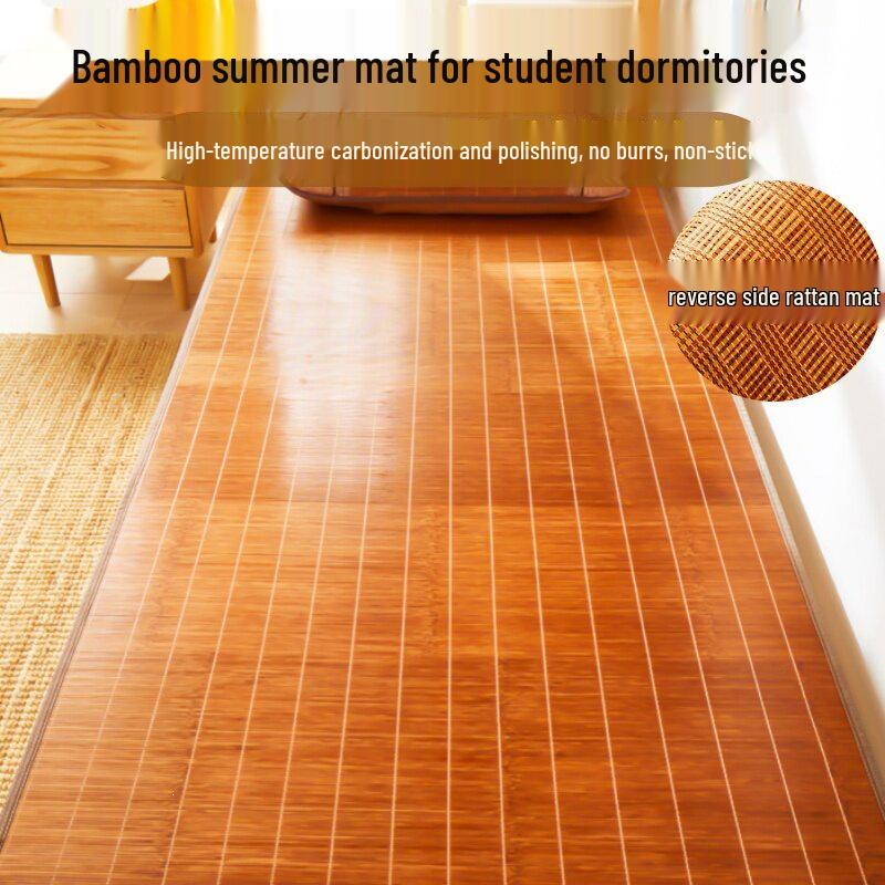 2026 Bamboo Cooling Mat: Free Shipping, Foldable, Double-Sided Straw Mat for Dorms and Singles