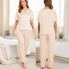 Damska piżama Imitacja jedwabiu 2 częściowe stroje do spania Krótki rękaw V-neck Koszulki Długie spodnie Luksusowy satynowy Wiosna Lato Nocne do spania do wypoczynku