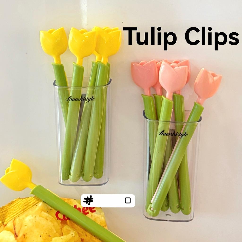 5 Pcs Tulip magnetic sealing clip, moisture-proof and fresh-keeping clip,divine tool for snack sealing clip