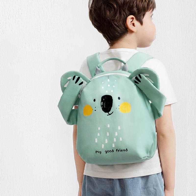 Toddler Backpack Kindergarten Koala Bear Preschool Adjustable Straps Chest Safety Clip Green Aida HER®