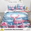 Deer Theme Down Comforter Cover Set - 2/3Pcs Soft Comfortable Breathable Christmas Gift Bedding Set
