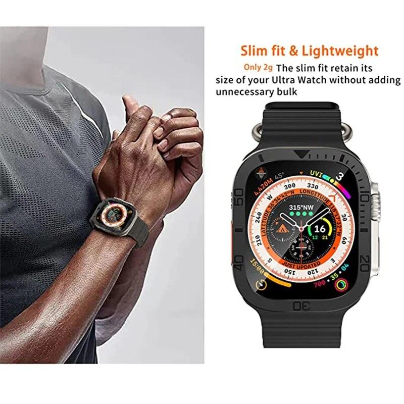 Screen Protector For Apple Watch Ultra 49mm Case Accessories Metal Cover Frame+Tempered Glass For iWatch Ultra 2 49mm Bezel Ring