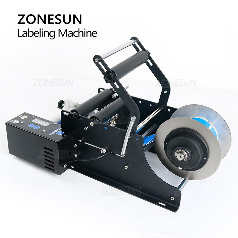 ZONESUN ZS-TB50SM Semi-automatic Glass Jar Labeler Shampoo Juice Plastic Round Bottle Self-adhesive Labeling Machine