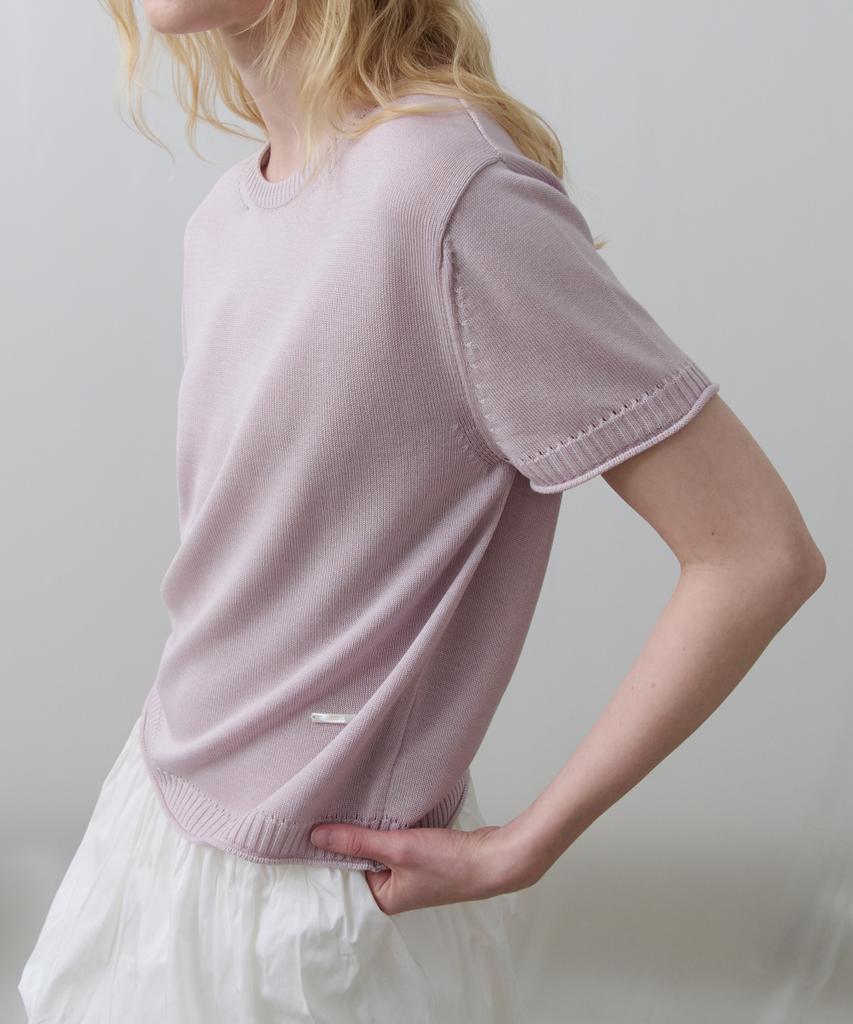 Toabe Silk Tencel Half Sleeve Knit (Pink)
