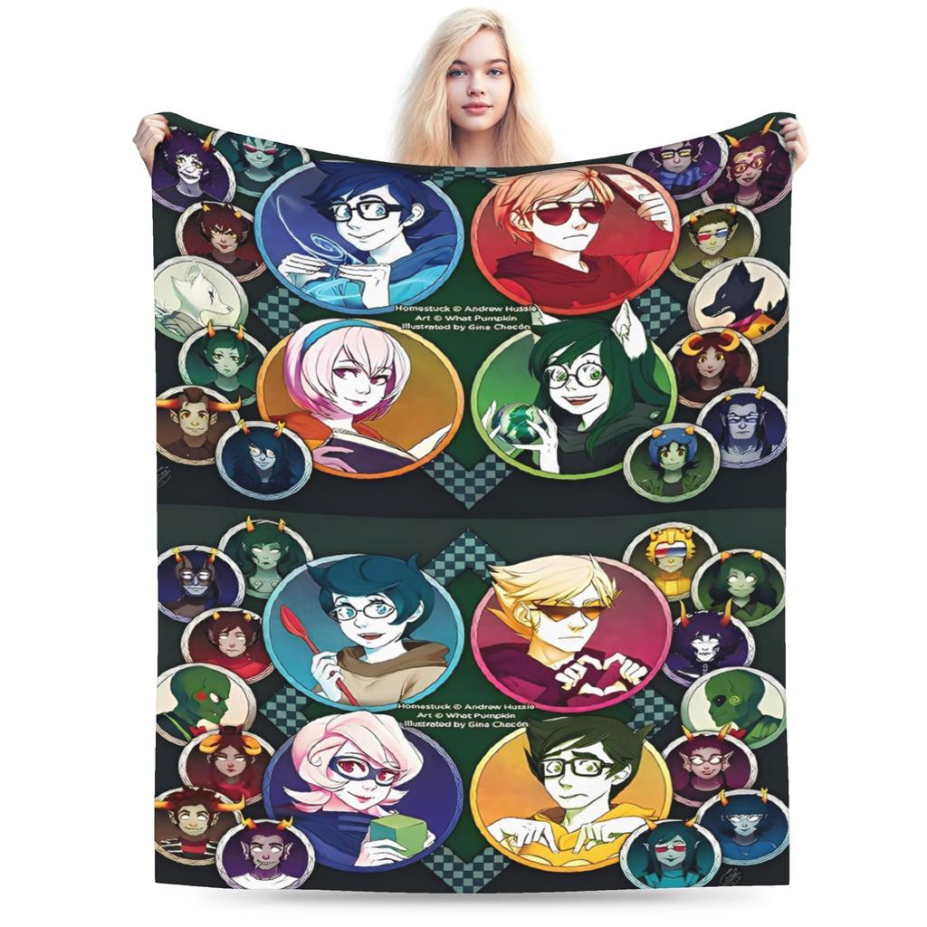 Super Warm Blankets Decorative Homestucked Manga Throw Blanket Flannel Bedspread For Outdoor Street Trend Sofa Bed Cover