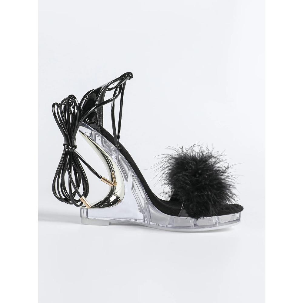 2026 New Special-shaped Wedding Sexy Transparent Thick Heel Crystal Square Head Sandals Cross Strap, Suede, Red, Pink LFD-9930-9