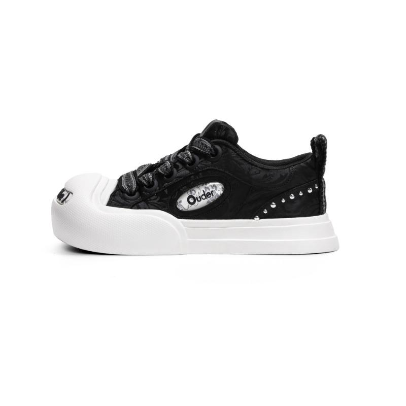 Silk pattern open smile canvas shoes new women's thick sole heightening big head board shoes low top round head casual shoes