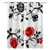 Red Rose Black Vine Spiral Leaves Print Window Curtains Luxury European Curtains for Living Room Balcony Hotel Cafe Drapes