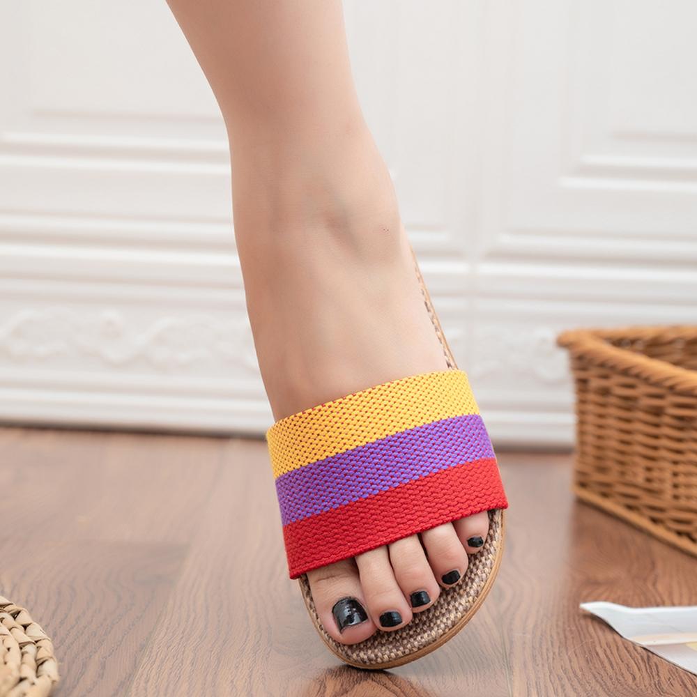 Summer Linen Women'S Slippers Flat Sandals Home Color EVA Lightweight Shoes For Women Casual Slippers