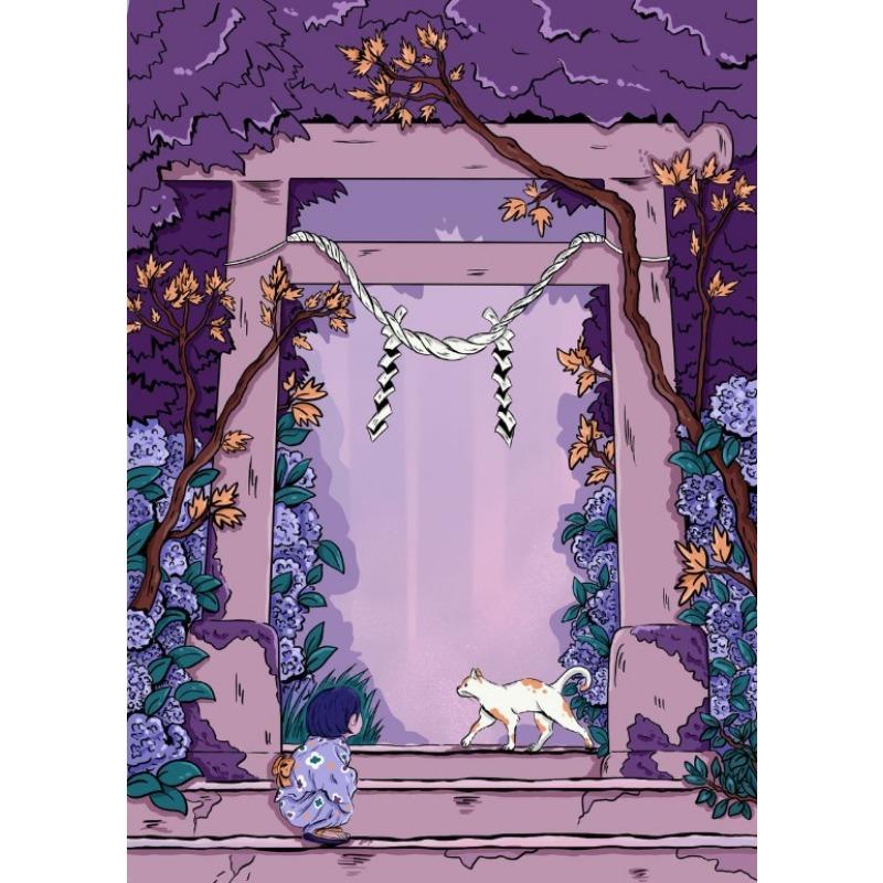 Japanese Cartoon Illustration Poster Landscape Mask Anime Girl Poster Japan Art Decor Home Room Wall Decoration Canvas Painting