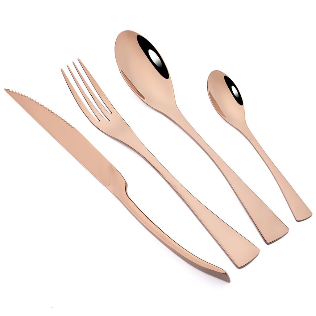 24Pcs Gold Dinnerware Set Shiny Stainless Steel Cutlery Set Steak Knife Fork Coffee Spoon Tableware Set Western Kitchen Flatware