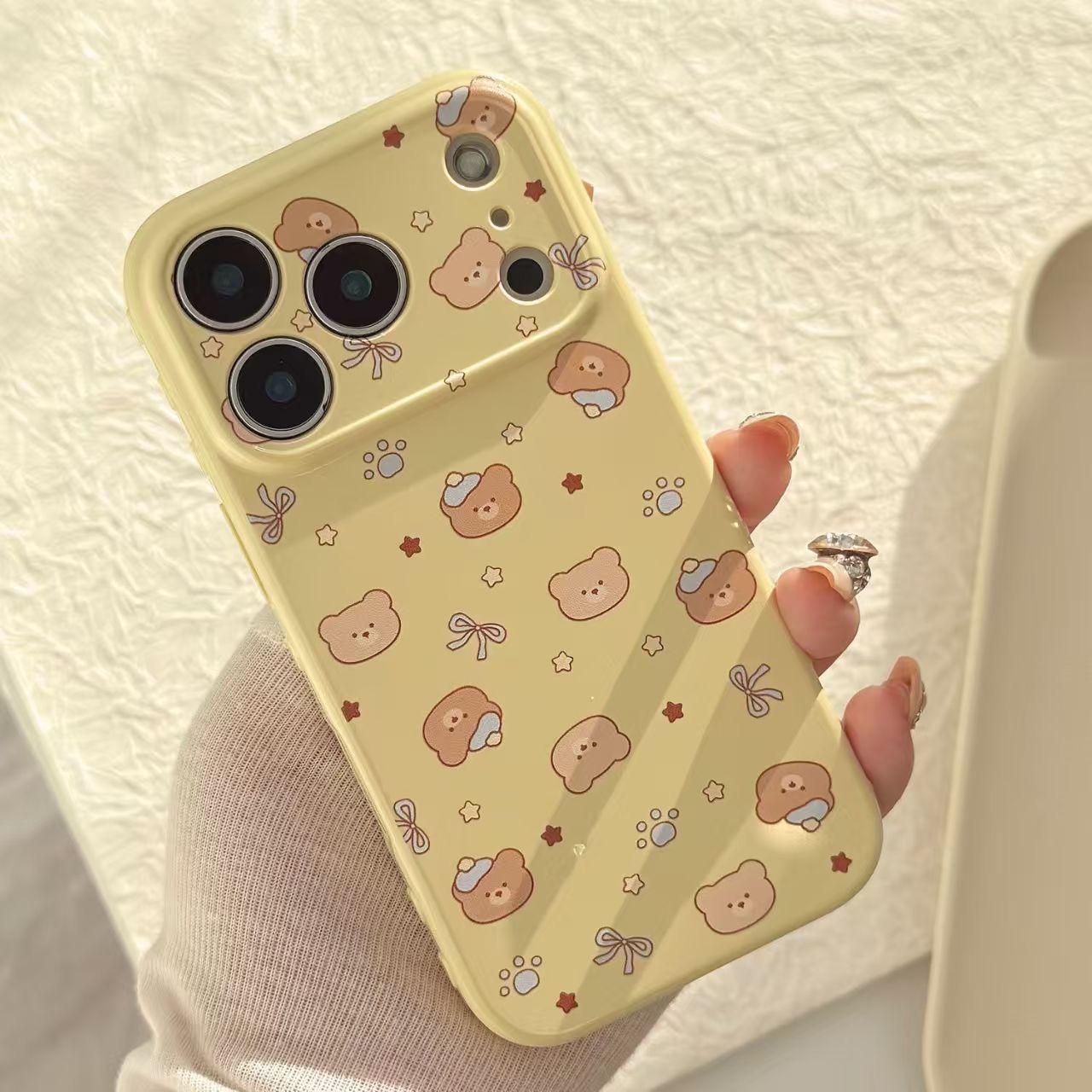 

Heart Edge Bear Design Full Screen Apple 17 Pro Max, 15/16 Pro Soft Case for Large Window Apple 14 Pro