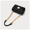 Chic Quilted Diamond Chain Crossbody Bag for Women Elegant Purse with Golden-Tone Hardware, Black, Retro Style, Fixed Shoulder Strap, Embossed Design