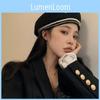 Wool Comfortable White Beret With Minimalist Pearl Chain For Look Youthful
