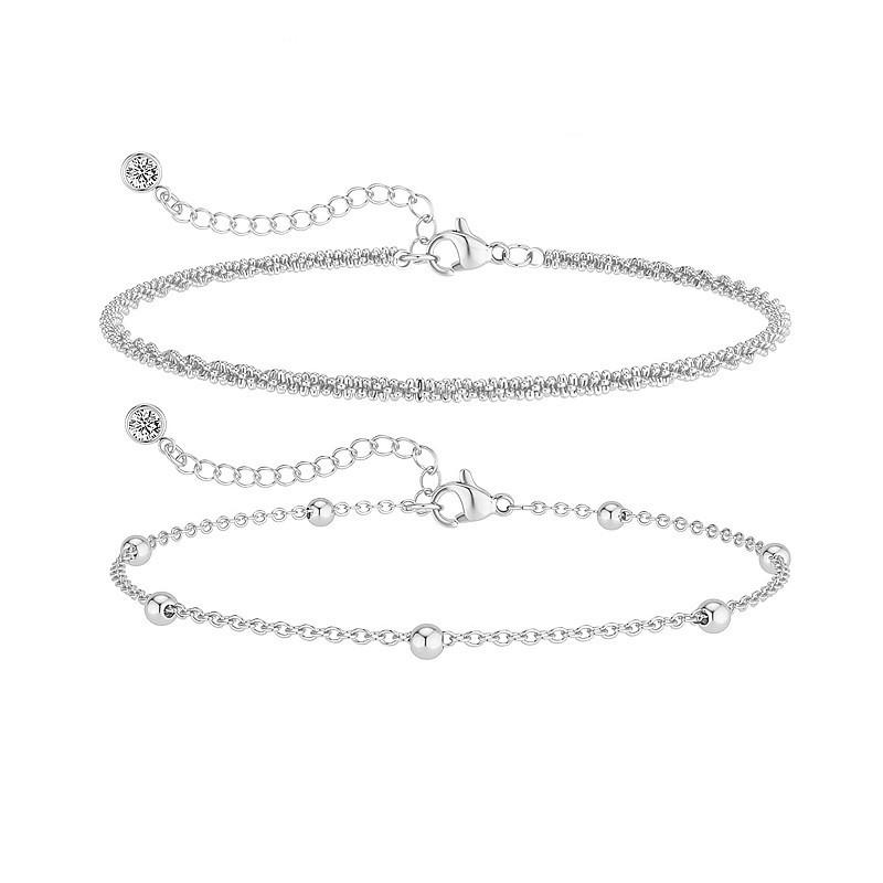 Minimalist Versatile Gypsy Double-layer Sparkling Premium Delicate Copper Bead Chain Double-layer Foot Chain Women